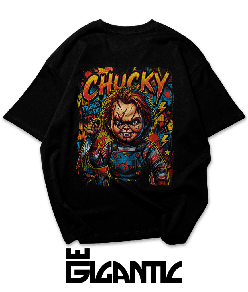 Camiseta Oversized plus size masculina - Chucky Brinquedo Assassino