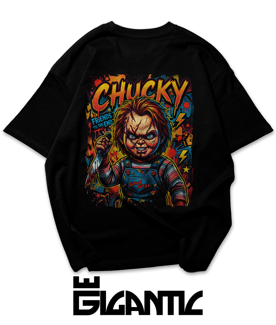 Camiseta Oversized plus size masculina - Chucky Brinquedo Assassino