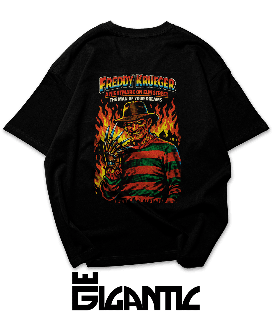 Camiseta Oversized plus size masculina - Freddy Krueger A Hora do Pesadelo