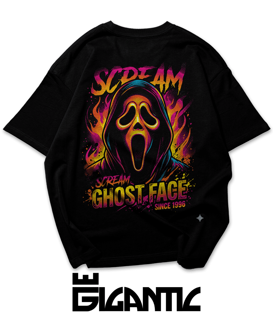 Camiseta Oversized plus size masculina - Ghostface Scream Pânico