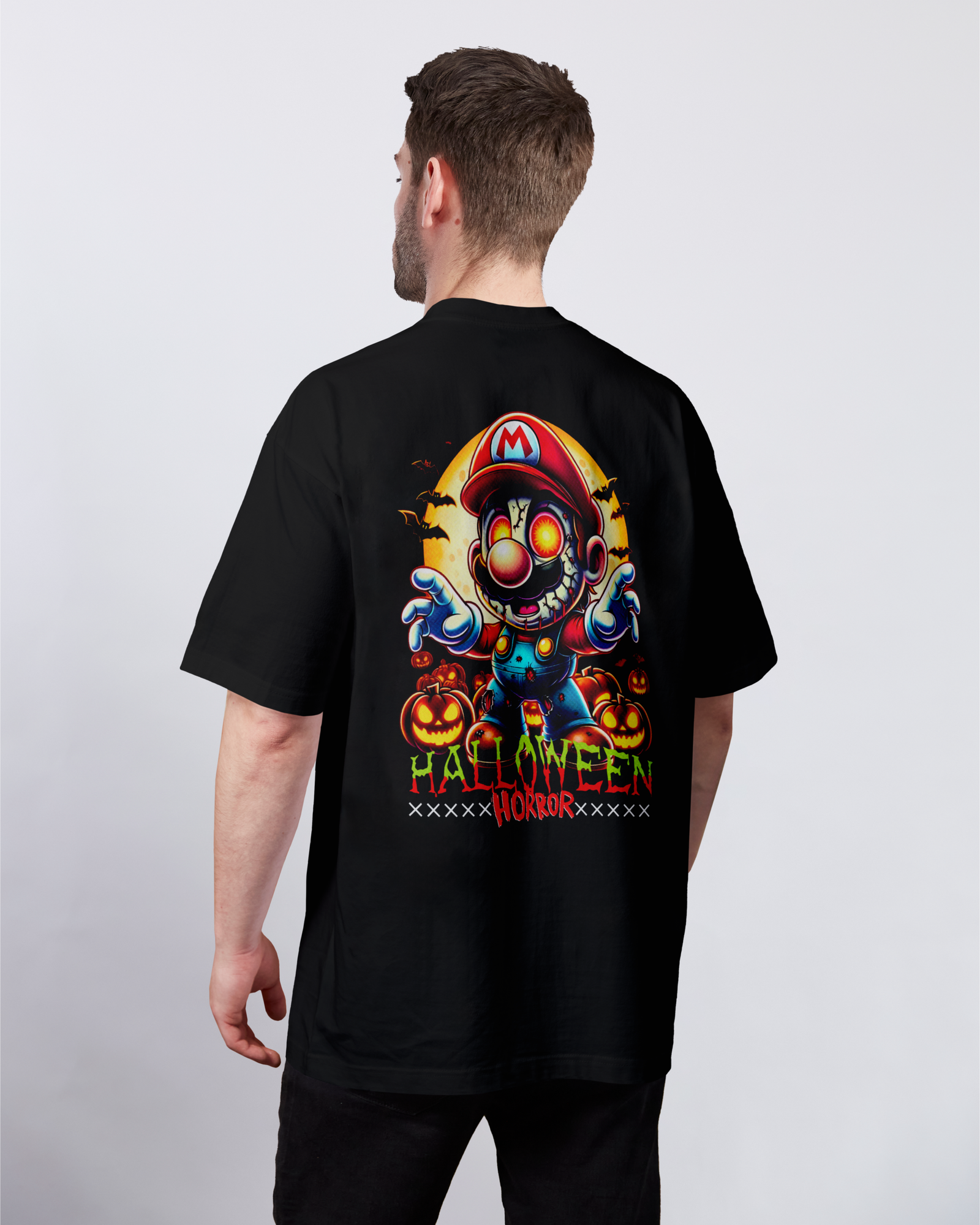 Camiseta Oversized plus size masculina - Super Mario Bros Zombie Halloween - Imagem 3